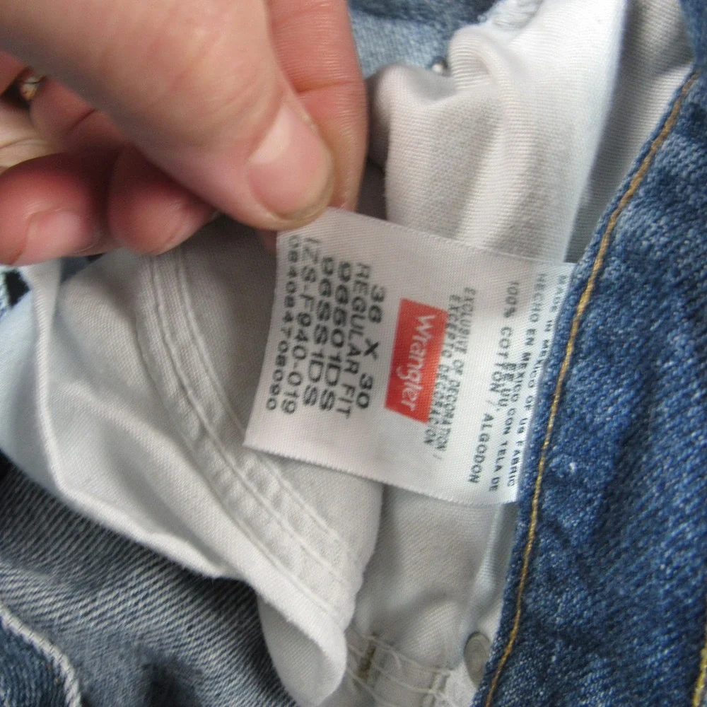 Wrangler Mens Regular Fit Blue Denim‎ Jeans 36x30 Medium Wash  Straight Leg